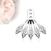 Cartilage Stud Ohrring Ergänzung Blatt Fächer aus Messing Damen Silber