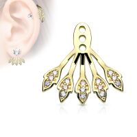 Cartilage Stud Ohrring Ergänzung Blatt Fächer aus Messing Damen Gold