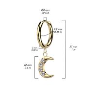 Creolen mit Kristall-Anhänger Mond aus Edelstahl Damen Gold