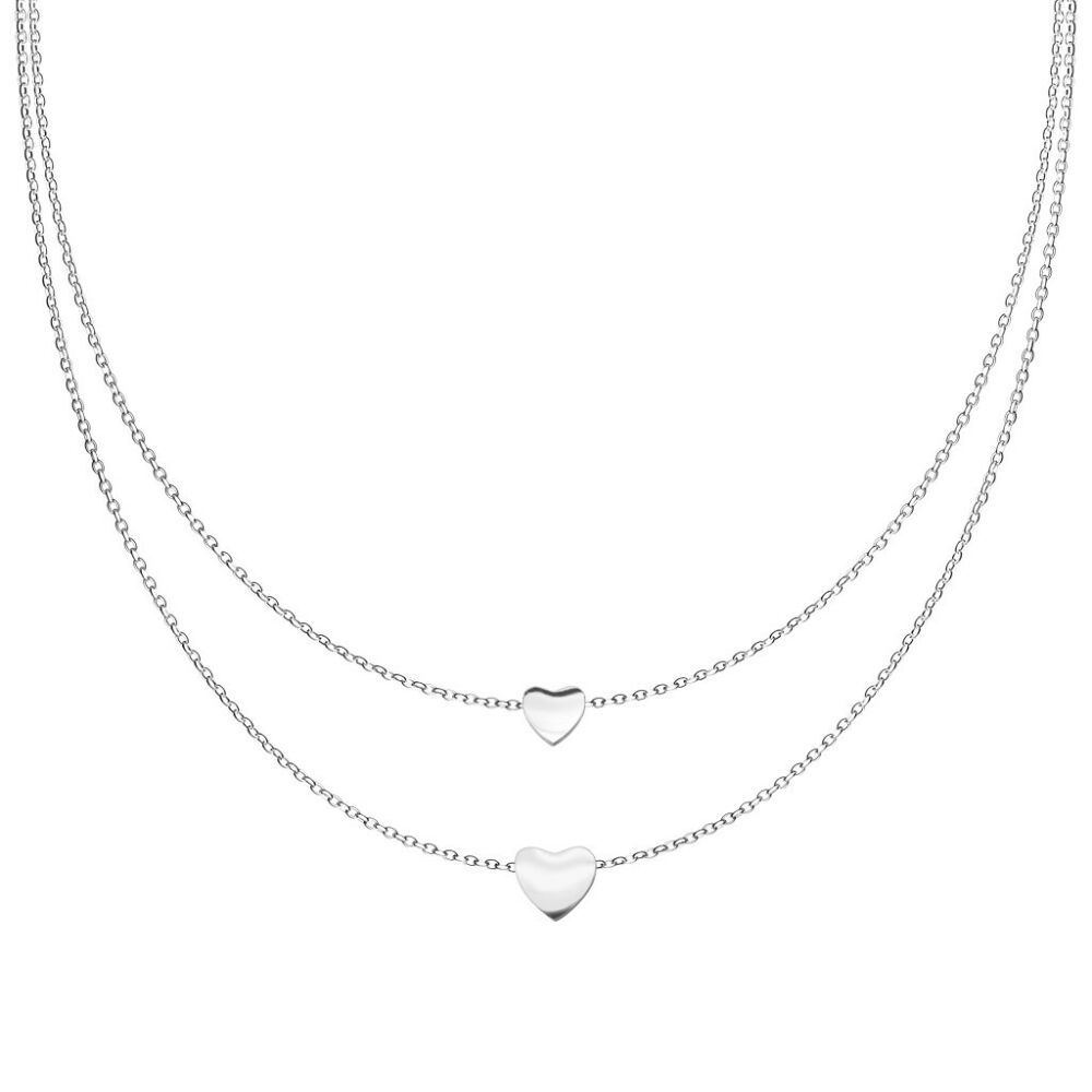 Doppelkette mit zwei Herzen verschiedene Varianten aus Edelstahl Damen Silber