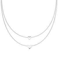 Doppelkette mit zwei Herzen Edelstahl Damen Silber