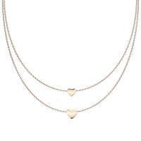 Doppelkette mit zwei Herzen Edelstahl Damen Silber