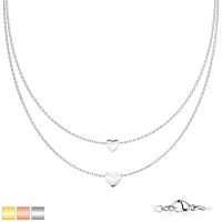 Doppelkette mit zwei Herzen verschiedene Varianten aus Edelstahl Damen Silber