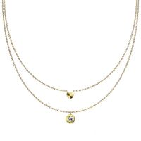 Doppelkette mit Herz rem Kristall Edelstahl Damen...