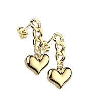 Ohrstecker mit Kettengliedern und Herz Edelstahl Damen