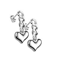 Ohrstecker mit Kettengliedern und Herz Edelstahl Damen