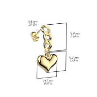 Ohrstecker mit Kettengliedern Herz Edelstahl Damen Gold