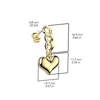 Ohrstecker mit Kettengliedern und Herz verschiedene Varianten aus Edelstahl Damen Gold