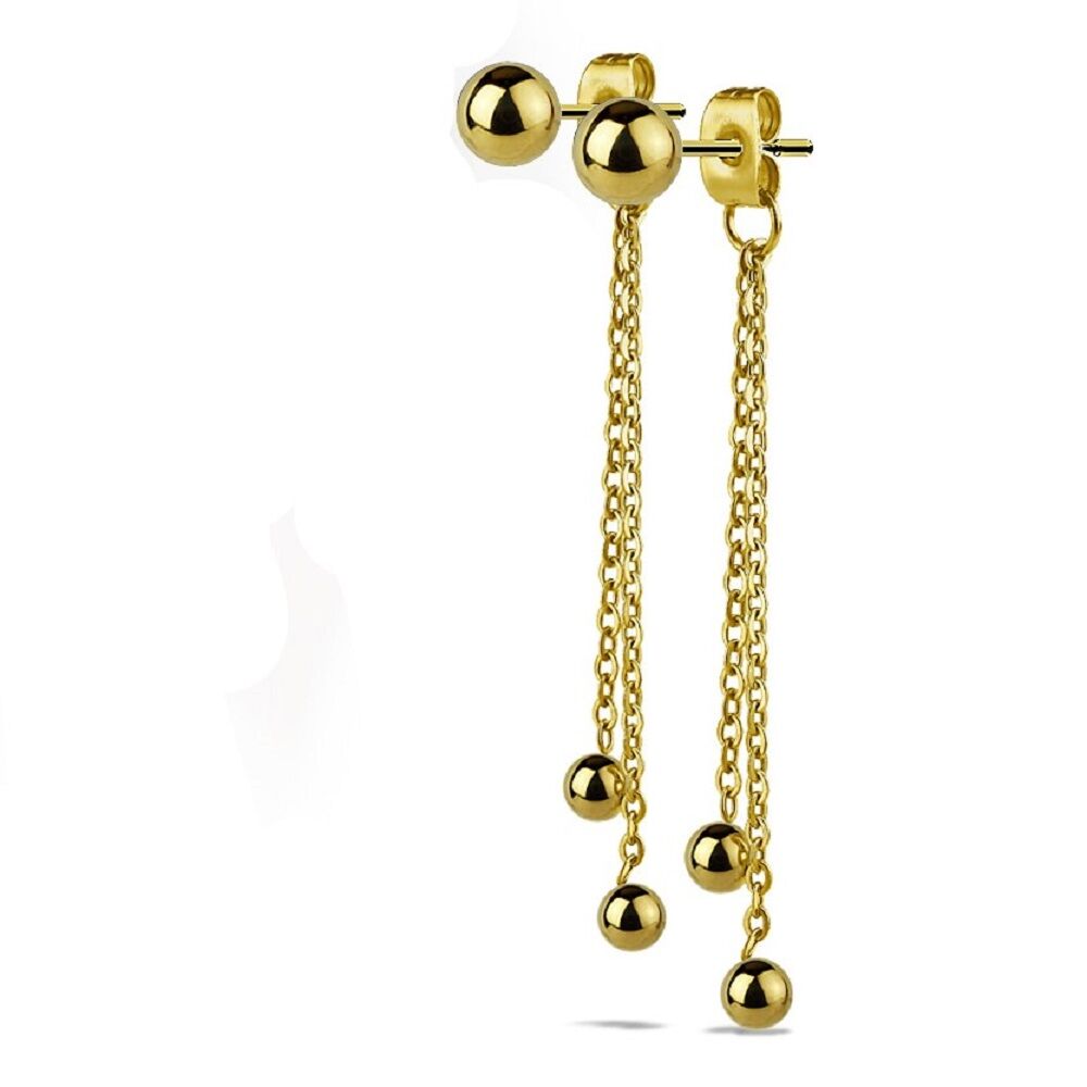 Ohrstecker mit Ketten und Kugeln Edelstahl Damen