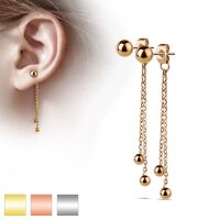 Ohrstecker mit Ketten und Kugeln Edelstahl Damen