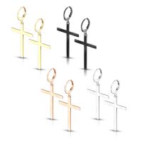 Creolen mit großem Kreuzanhänger aus Edelstahl Unisex Gold