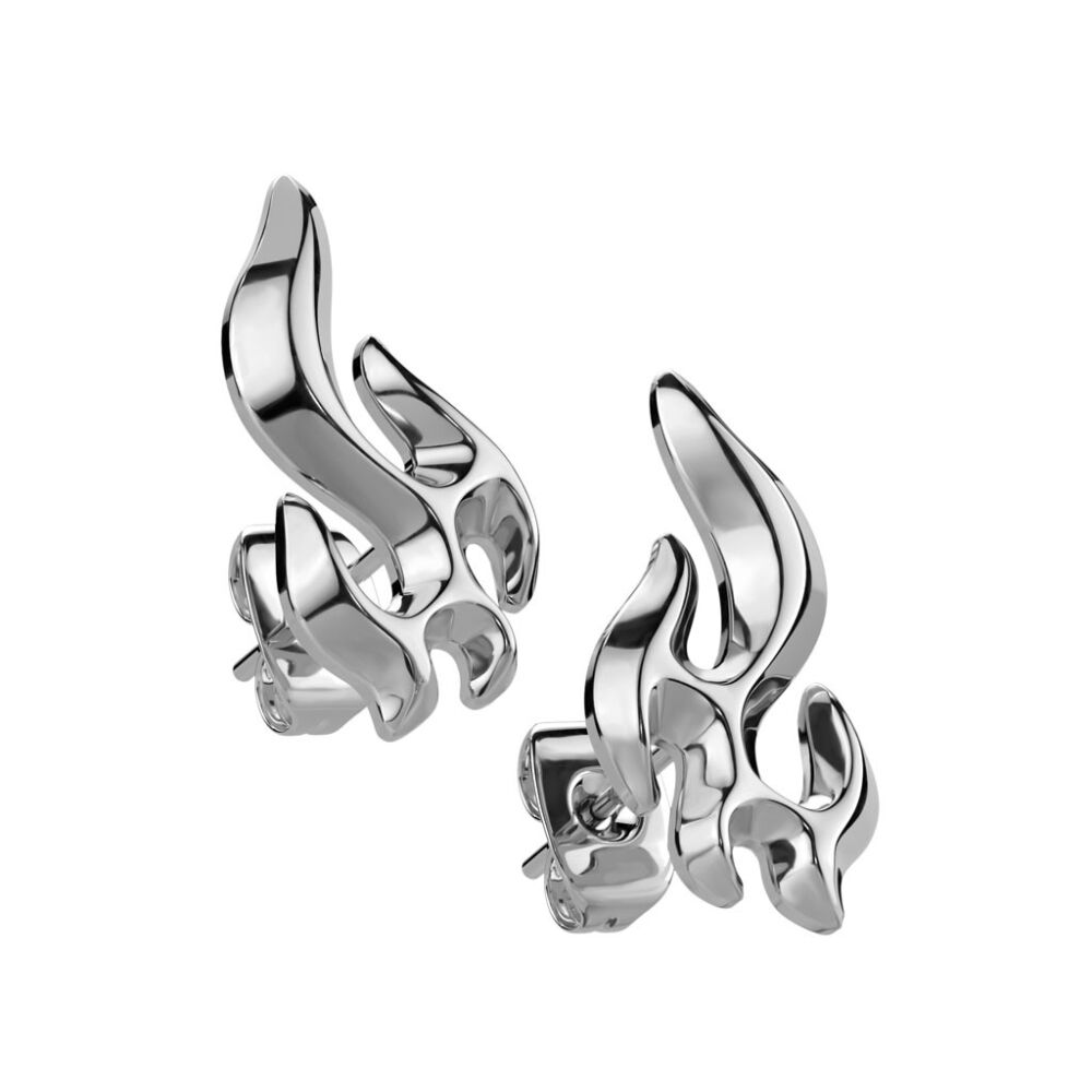 Ohrstecker Flamme aus Edelstahl Unisex silber