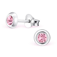Ohrstecker r 5mm LA CRYSTALE Kristall 925 Silber Damen - Light Rose