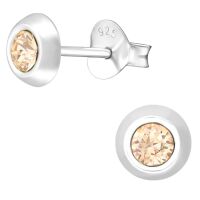 Ohrstecker rund mit 5mm LA CRYSTALE Kristall aus 925 Silber Damen - Seide