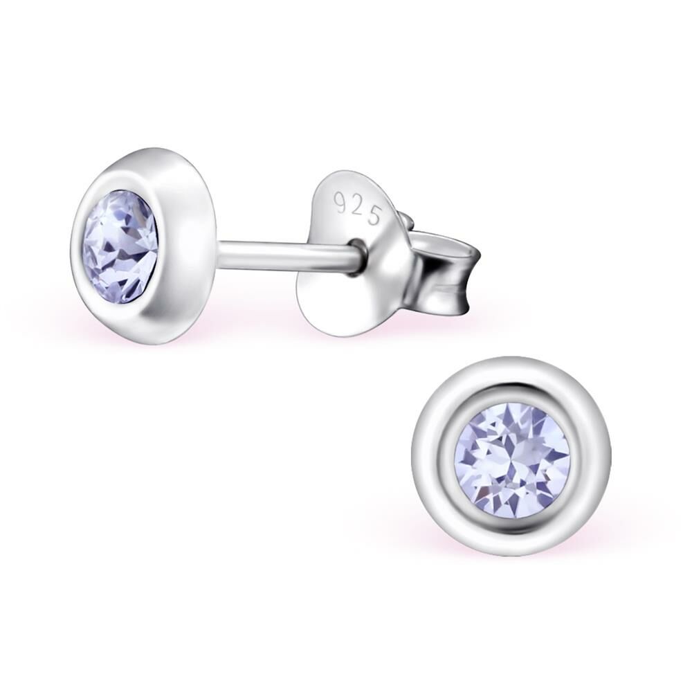Ohrstecker rund mit 5mm LA CRYSTALE Kristall aus 925 Silber Damen - Lavender