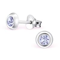 Ohrstecker rund mit 5mm LA CRYSTALE Kristall aus 925 Silber Damen - Lavender
