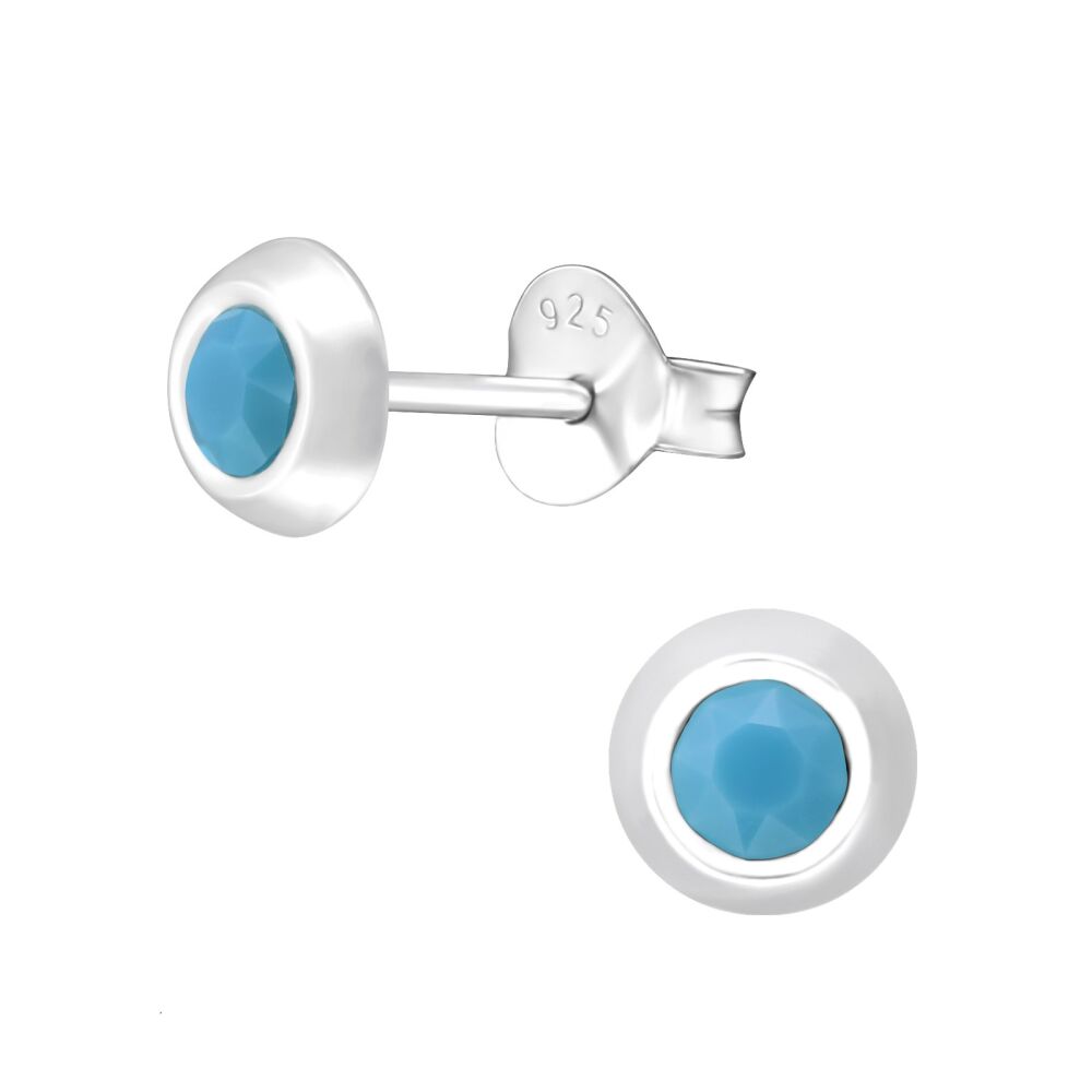Ohrstecker r 5mm LA CRYSTALE Kristall 925 Silber Damen - Türkiser Opal