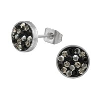 Ohrstecker rund Multikristalll verschiedene Farben Silber aus Edelstahl für Damen blau