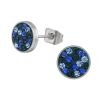Ohrstecker rund Multikristalll verschiedene Farben Silber aus Edelstahl für Damen blau
