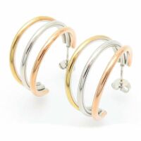 Creolen Tricolor dreireihig aus Edelstahl Damen