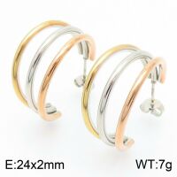 Creolen Tricolor dreireihig aus Edelstahl Damen