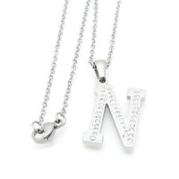 Buchstaben-Kette A-Z mit Strass Silber aus Edelstahl Damen