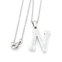 Buchstaben-Kette A-Z mit Strass Silber aus Edelstahl Damen G