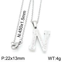 Buchstaben-Kette A-Z mit Strass Silber aus Edelstahl Damen M