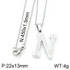 Buchstaben-Kette A-Z mit Strass Silber aus Edelstahl Damen N