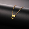 Buchstaben-Kette A-Z mit Herz gold aus Edelstahl Damen F