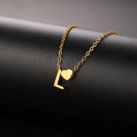 Buchstaben-Kette A-Z mit Herz gold aus Edelstahl Damen G