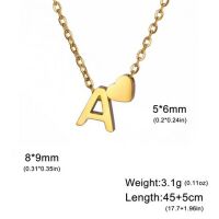 Buchstaben-Kette A-Z mit Herz gold aus Edelstahl Damen K