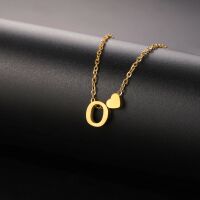 Buchstaben-Kette A-Z mit Herz gold aus Edelstahl Damen S