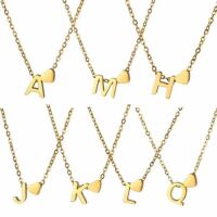 Buchstaben-Kette A-Z mit Herz gold aus Edelstahl Damen V