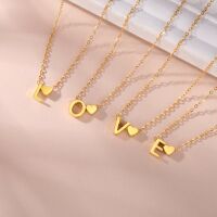 Buchstaben-Kette A-Z mit Herz gold aus Edelstahl Damen V