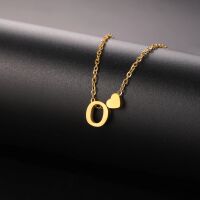 Buchstaben-Kette A-Z mit Herz gold aus Edelstahl Damen V