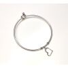 Silber - Armreifen mit Herzanhänger und Haken-Verschluss aus Edelstahl für Damen