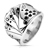 67 (21.3) Ring Royal Straight Flush breit Silber aus Edelstahl Herren
