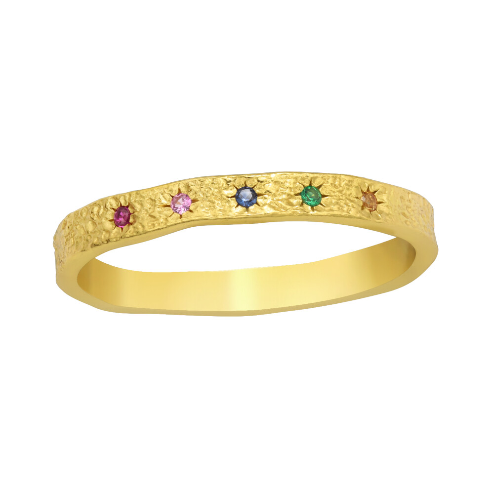 57 (18.1) Ring goldfarben mit bunten Steinchen aus 925 Silber Damen