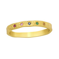 57 (18.1) Ring goldfarben mit bunten Steinchen aus 925 Silber Damen