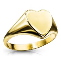 Ring Siegelring flaches Herz Gold Edelstahl Damen