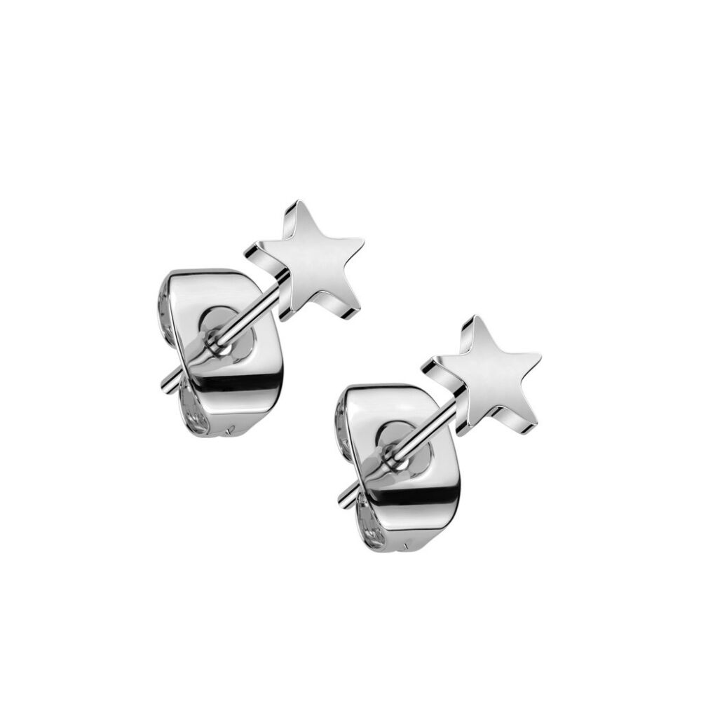 Ohrstecker Stern verschiedene Farben aus Titan für Damen silber
