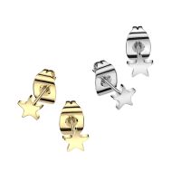 Ohrstecker Stern verschiedene Farben aus Titan für Damen silber