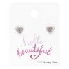 Ohrstecker buntes Kristall Herz "hello beautiful" aus 925 Silber Damen
