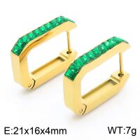 Creolen eckig gold mit smaragdgrünen Kristallen 21mm Edelstahl Damen