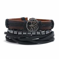 Lederarmband breit braun/schwarz Unisex - 8 Designs