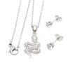 Schmuckset Schlange mit Kristallen Messing Damen silber