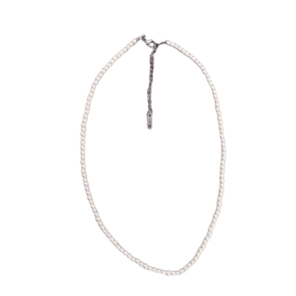 Perlenkette Choker weiß/silber aus Messing Damen
