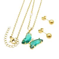 Schmuckset Schmetterling mit Kristallen verschiedene Farben aus Edelstahl Damen türkis