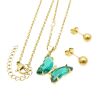 Schmuckset Schmetterling mit Kristallen verschiedene Farben aus Edelstahl Damen türkis